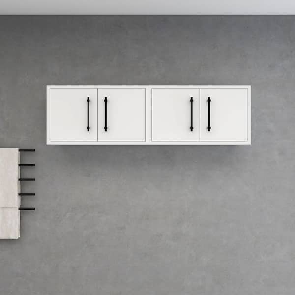 Victoria 47.4 in. W x 11.8 in. D x 13.78 in. H White Plywood Wall Overhead Floating Linen Cabinet in Gloss White