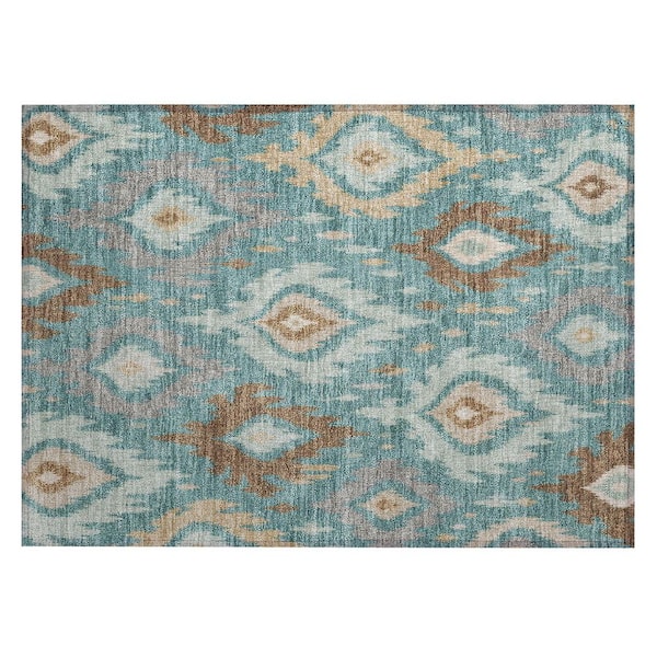 Chantille Machine Washable Indoor/Outdoor Abstract ACN3073 Teal 3 ft. x 4 ft. Area Rug