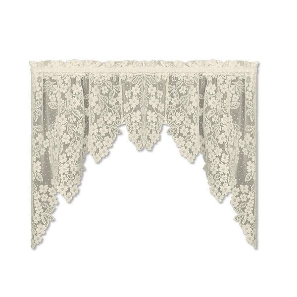 Ecru 60 x 38 Ribbon Eyelet Swag Set of 2 60 by 38-Inch LORRAINE HOME FASHIONS