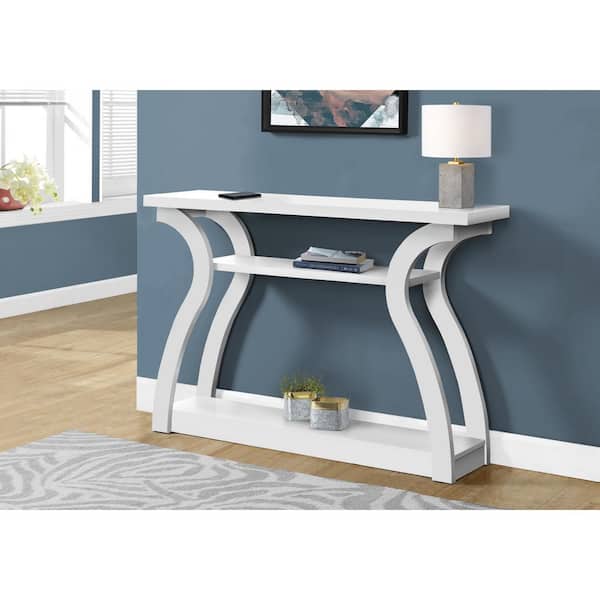 Unbranded 48 in. White Standard Rectangle Console Table with Storage