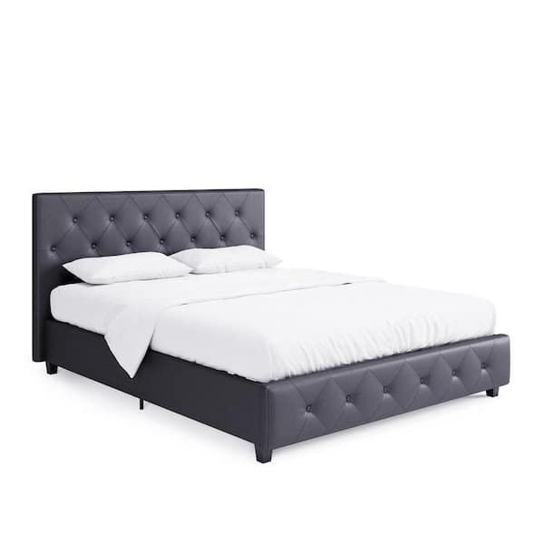DHP Dean 58 in. W Gray Faux Leather Upholstered Full Bed