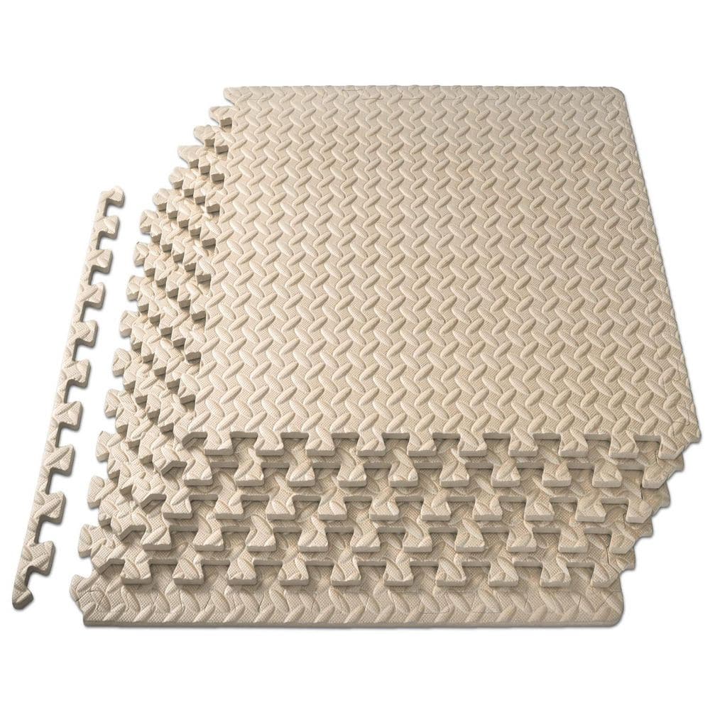 Beige 24 in. W x 24 in. L x 0.5 in. T EVA Interlocking Foam Gym Flooring Ma