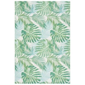 Barbados Green/Teal 3 ft. x 5 ft. Floral Indoor/Outdoor Patio  Area Rug