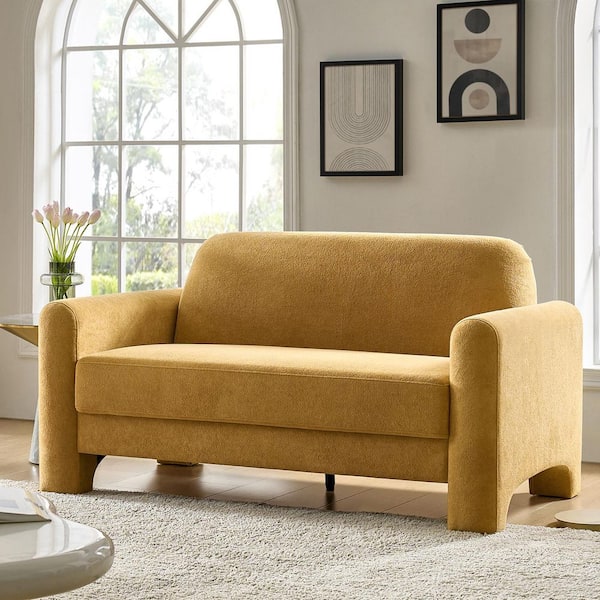 JAYDEN CREATION Madalena 59.5 in. Camel Modern Chenille Fabric