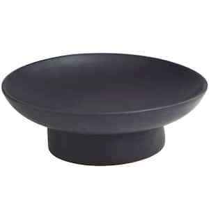 Black Ceramic Wide Decorative Bowl with Elevated Base