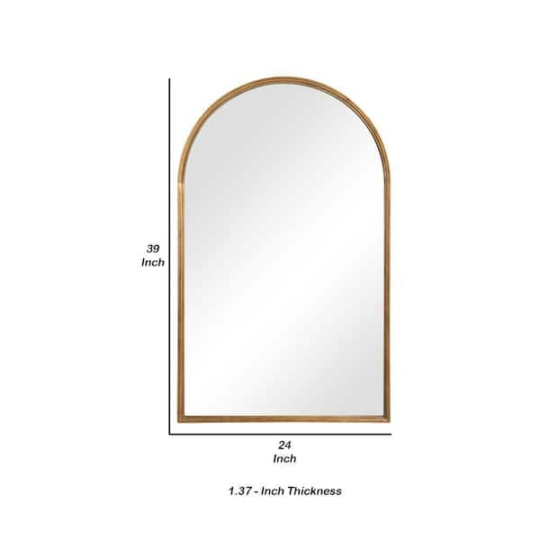 28 Inches Arched Top Accent Mirror with Concave Corners Gold