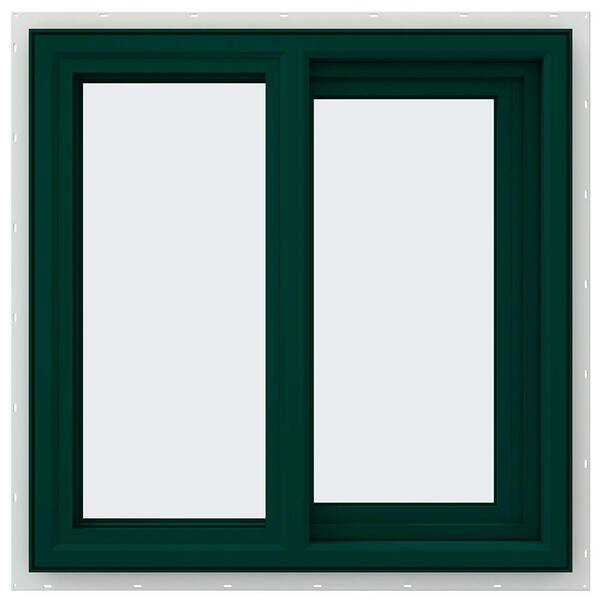 JELD-WEN 23.5 in. x 23.5 in. V-4500 Series Green Painted Vinyl Right-Handed Sliding Window with Fiberglass Mesh Screen