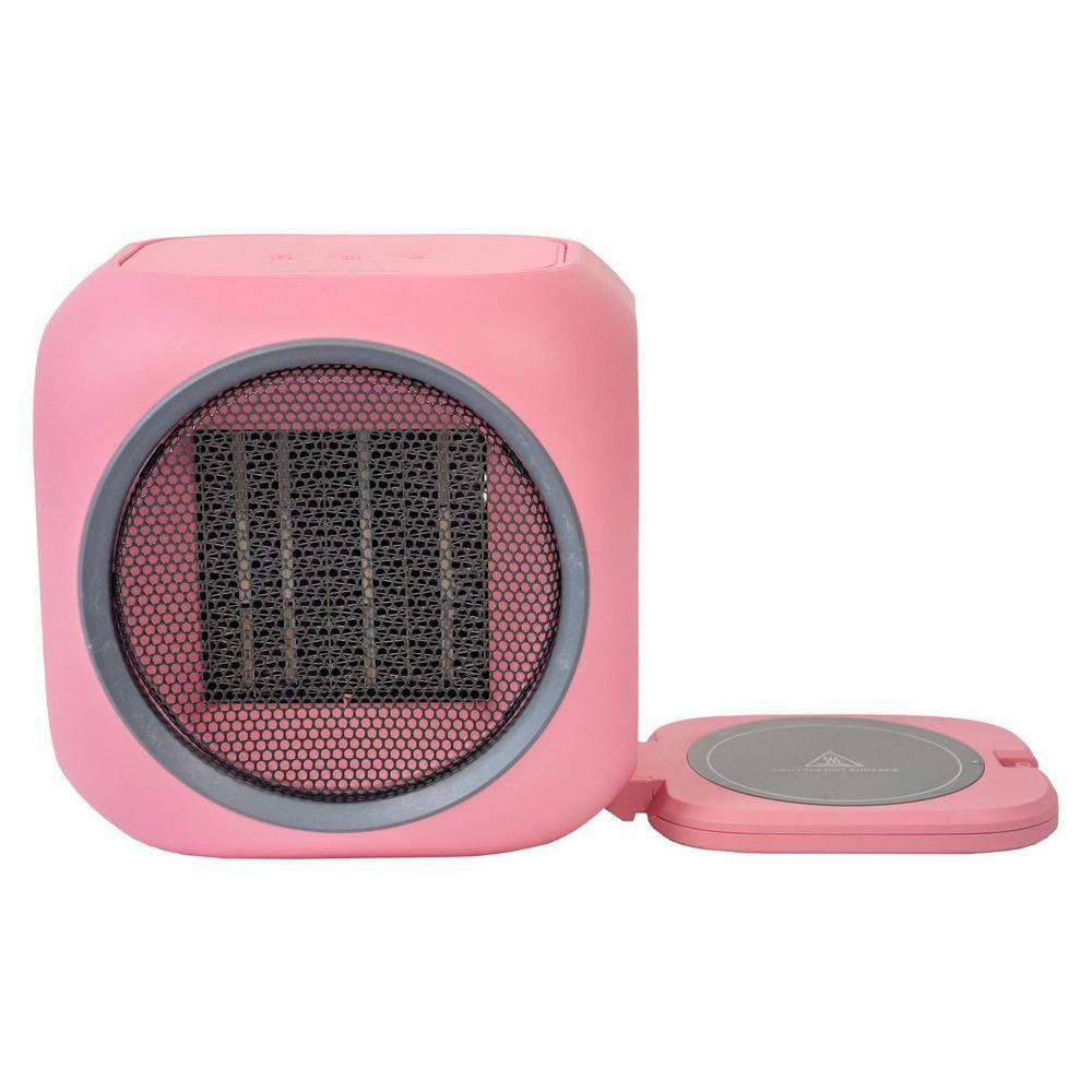WOCK 6 in. 800W 2-in-1 Space Heater and Smart Mug Warmer in Pink