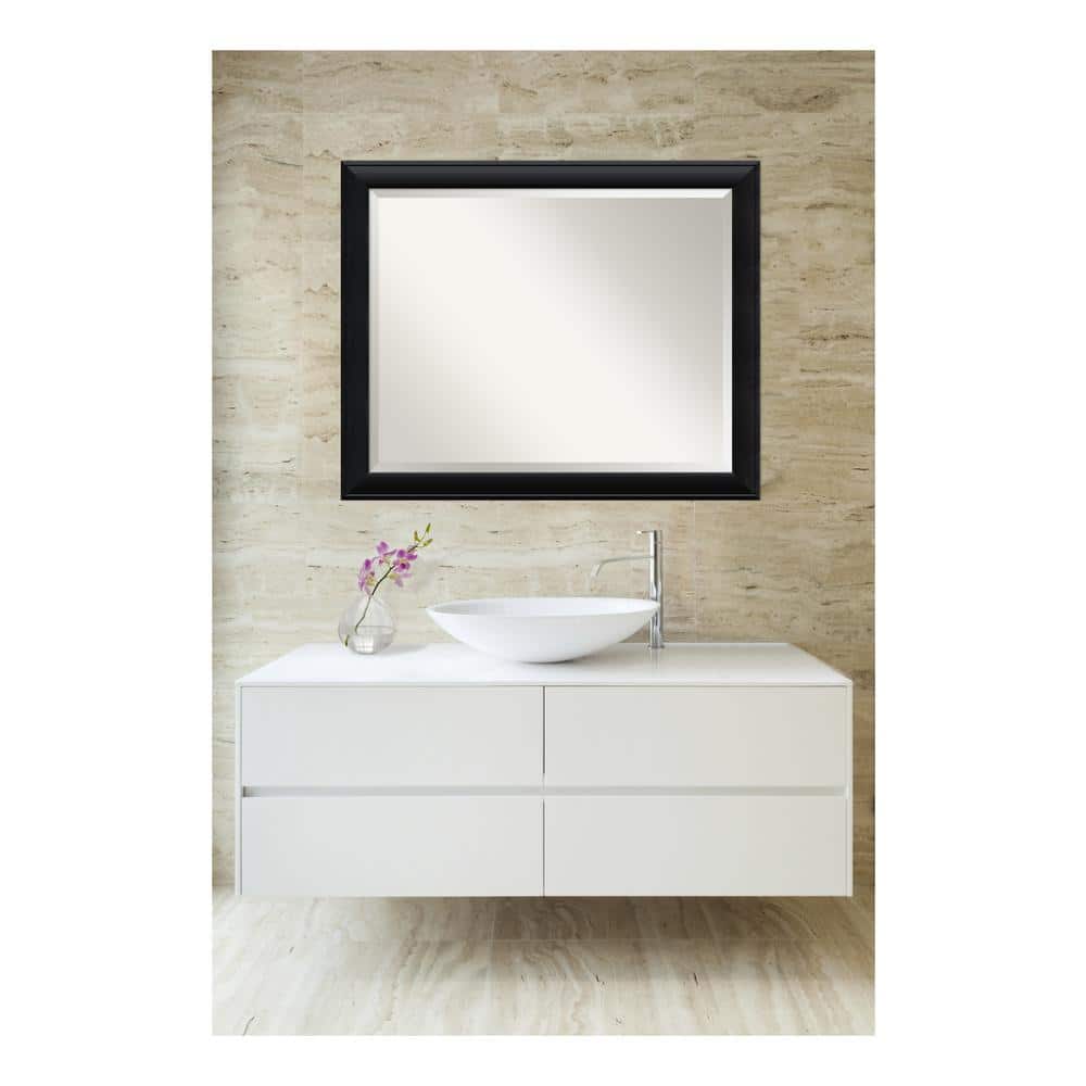 Nero Black 31.5 in. x 25.5 in. Beveled Rectangle Wood Framed Bathroom Wall 