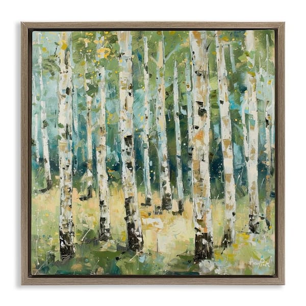 Stupell Industries Natural Birch Grove by LSR Design Studio Brown Floater Frame Nature Graphic Art Print 18 in. x 18 in.