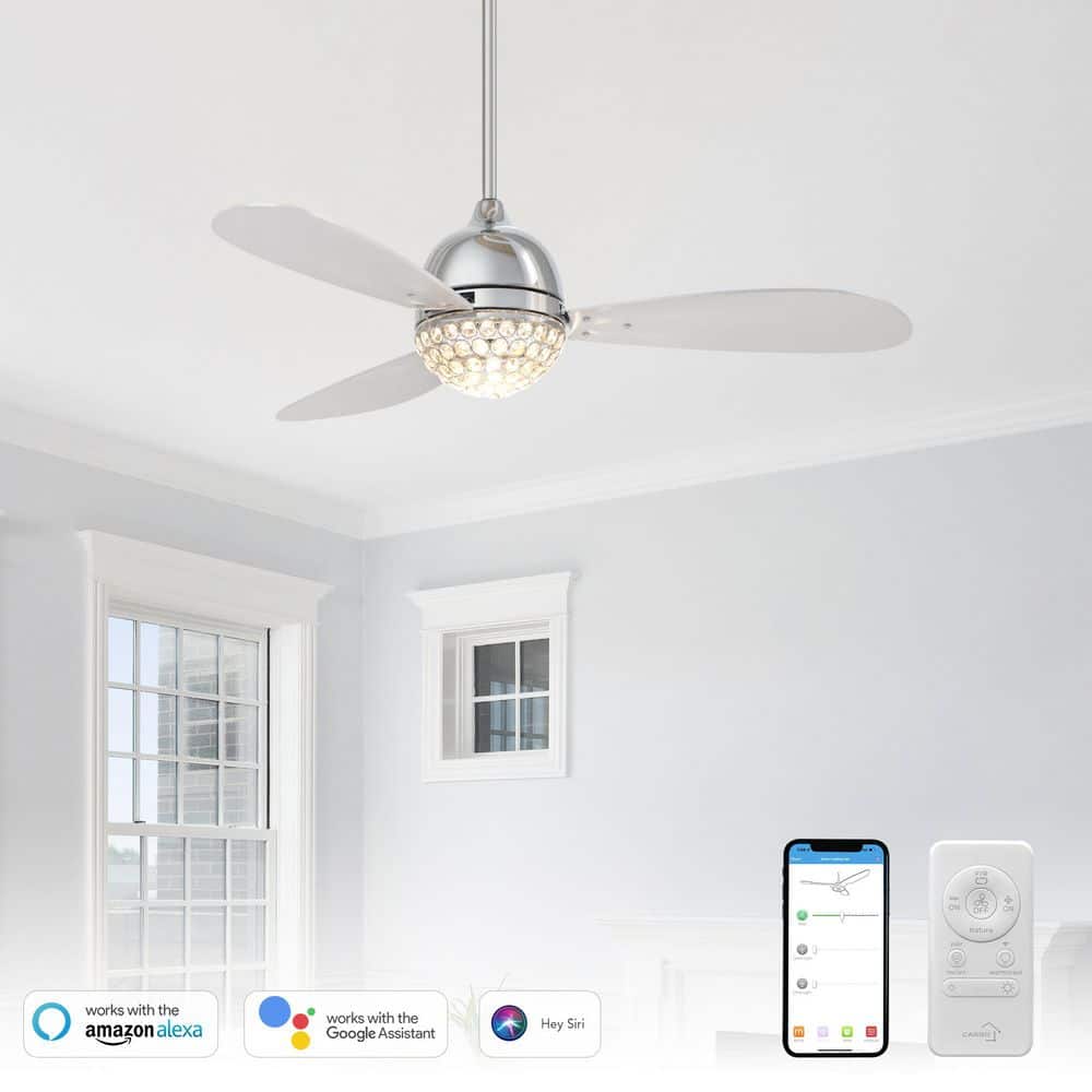 Corvin 52 in. Dimmable LED Indoor Chrome Smart Ceiling Fan with Crystal Light and Remote, Works with Alexa/Google Home price history on PriceWatchPro
