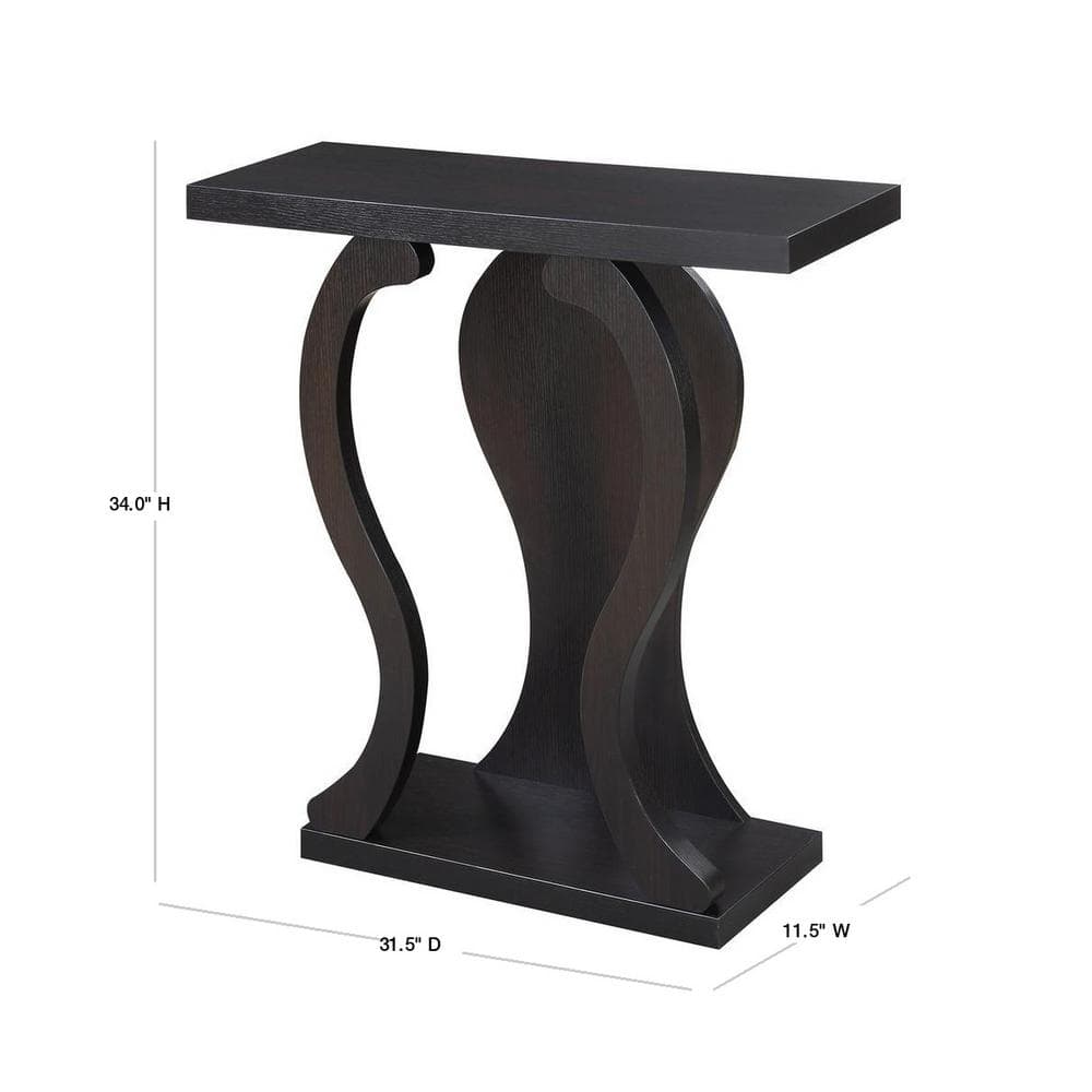 Newport Terry B Espresso Wood Console Table with Storage Shelf