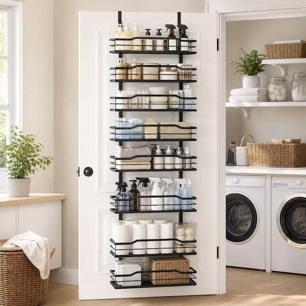 Numhew 9-Tier Black Over The Door Pantry Organizer, Metal Hanging