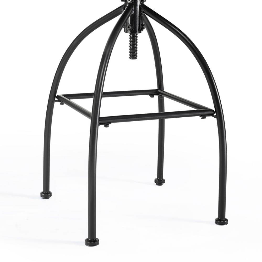 Edison Industrial Black Metal and Medium Wood Swivel Bar Stool