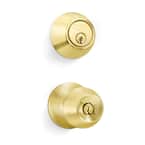 Solid Brass Entry Door Knob Combo Lock Set with Deadbolt and 18 Keys Total (3-Pack, Keyed Alike)