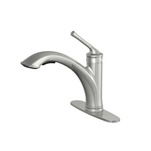 Hemming Traditional Farm Single Handle Pull Out Sprayer Kitchen Faucet in Stainless Steel