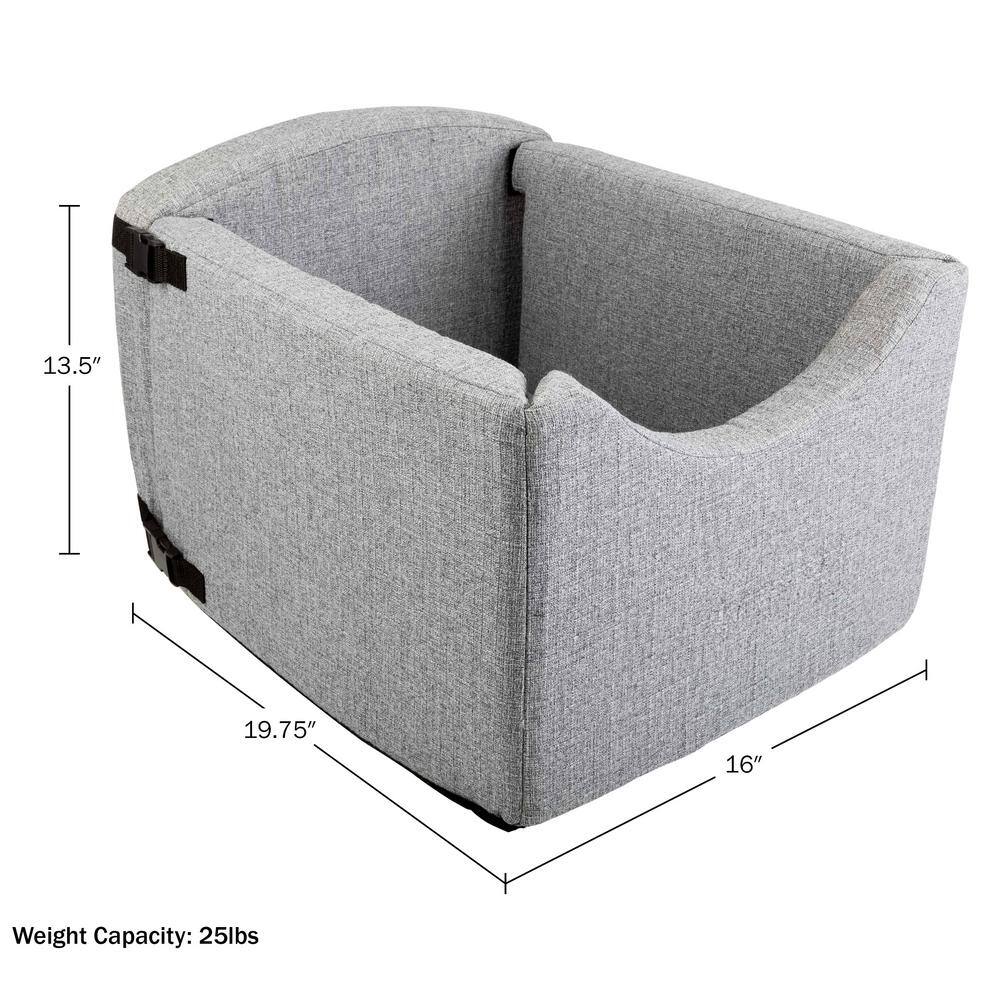 Gray Soft Sided Pet Car Seat with Safety Tether