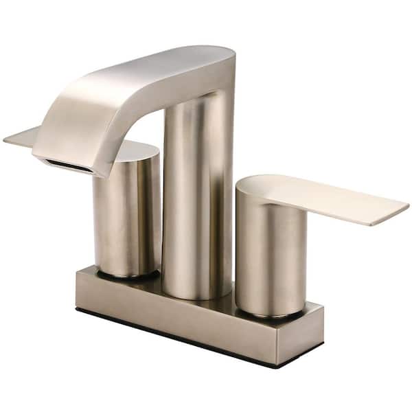 L-7595-BN 4 in. Centerset 2 Handle Bathroom Sink Faucet in Brushed Nickel