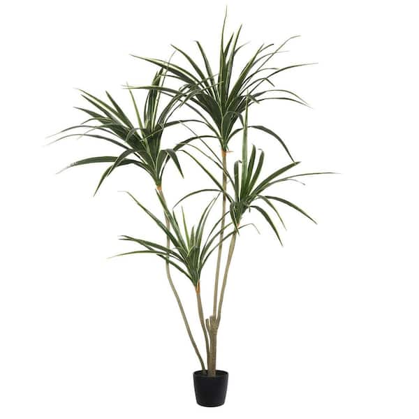 4.5 in. Artificial Yellow Edge Yucca with Pot Green and Yellow