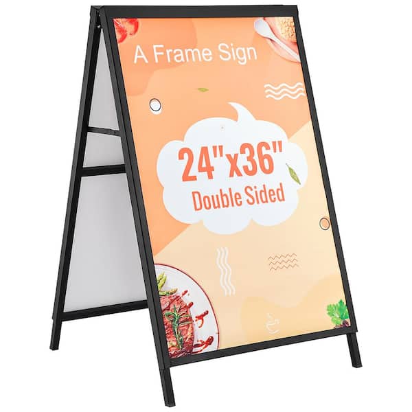 Frame Sidewalk Sign 24 x 36 In. Heavy Duty Slide-in Signboard Holder Double-Sided Folding Board Signs, Steel, 25 Upgrade