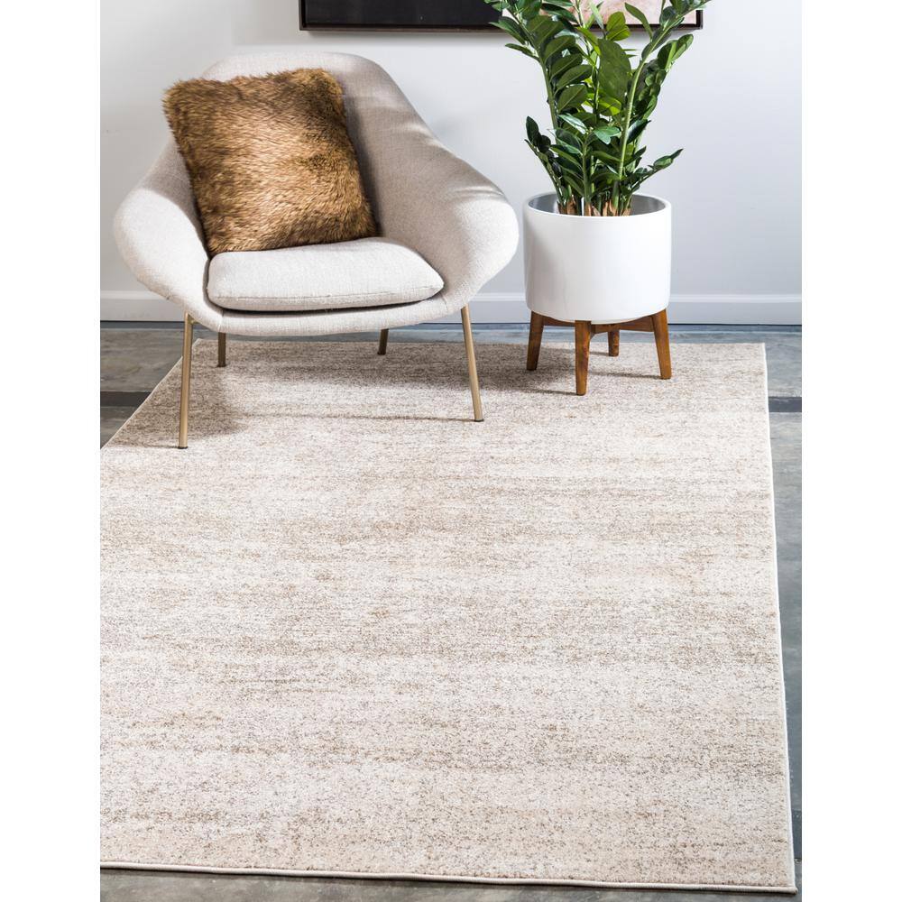 Modern Bone Beige Rectangular Tufted Area Rug, 10' x 13'