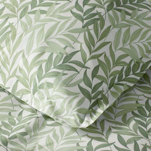 Company Cotton Tulum Leaf Floral Cotton Percale Pillowcase
