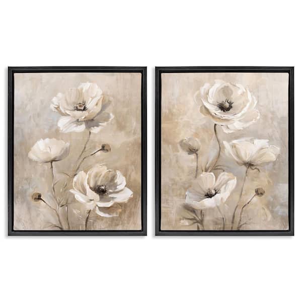 Stupell Industries Neutral Toned Flora by Nina Blue 2-Pieces Black Floater Frame Nature Graphic Art Print 21 in. x 17 in.