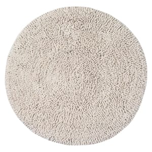 Fantasia Collection 100% Cotton Tufted Non-Slip Bath Rugs, 25 in. x25 in. Round, Ivory