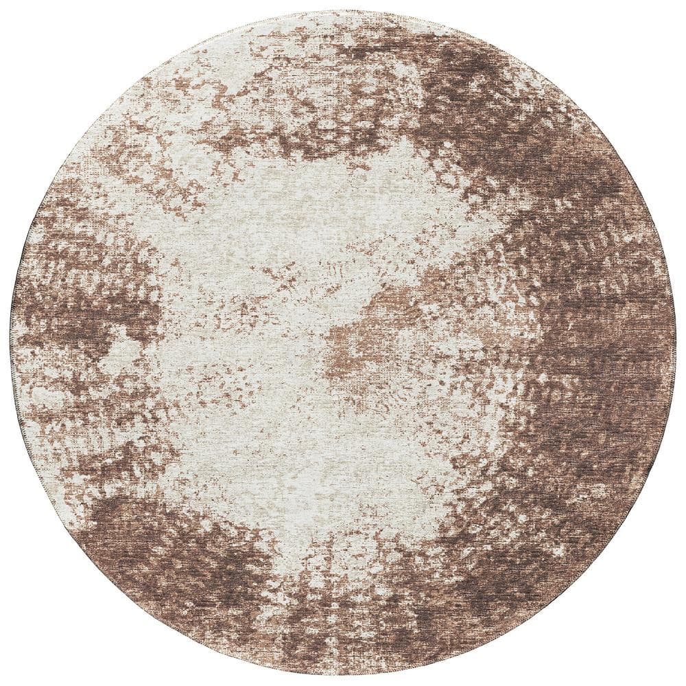 Rylee Brown 8 ft. x 8 ft. Geometric Indoor/Outdoor Area Rug