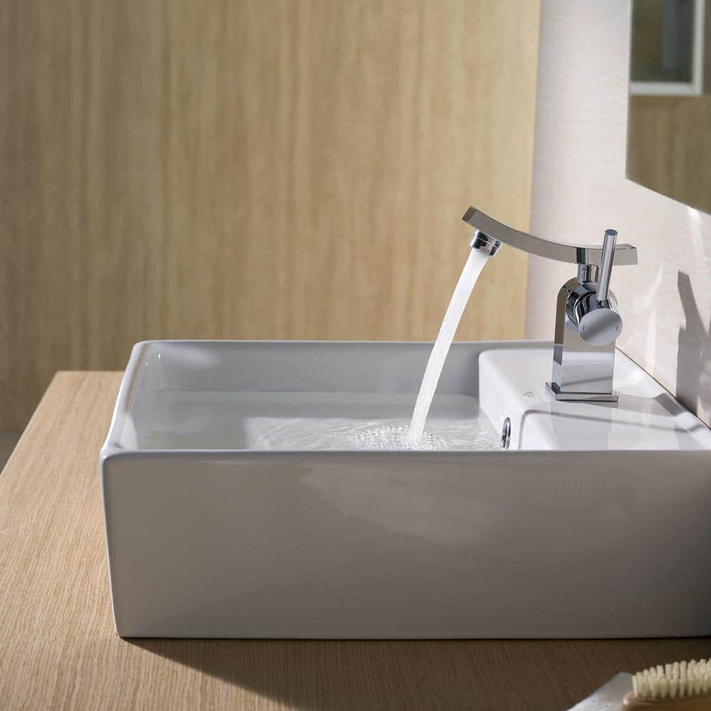 Modern Square White Ceramic Vessel Bathroom Sink, 18.5"