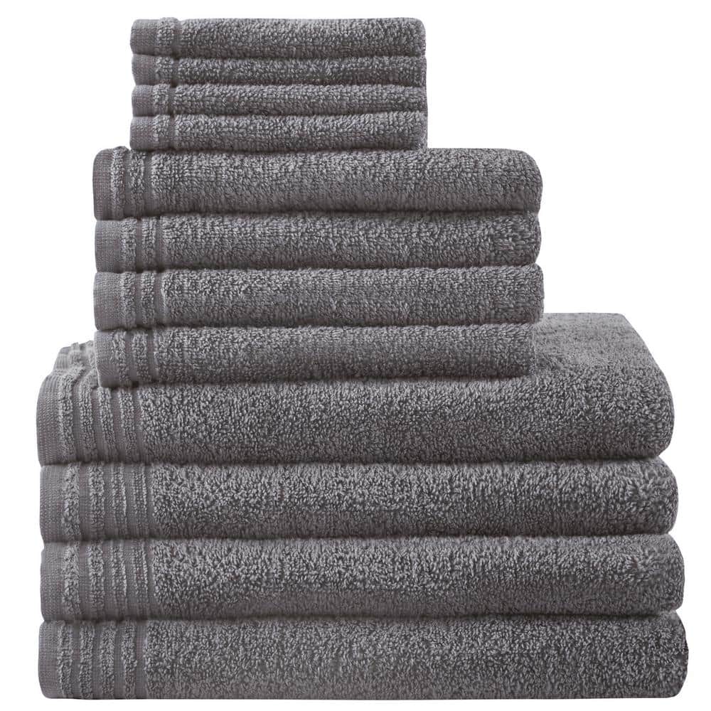 Gray Cotton Quick Dry 12-Piece Bath Towel Set