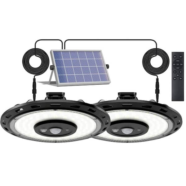 Dual Head 3000 Lumens Waterproof Solar Lights Indoor Outdoor with Motion Sensor, Accessory Kit for Barn Patio Shed