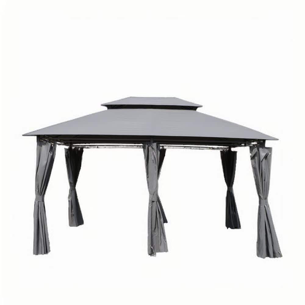 10 ft. x 13 ft. Gray Outdoor Patio Gazebo with Ventilated Double Roof and Mosquito Net for Lawn, Garden, Backyard, Deck price history on PriceWatchPro