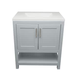 Taos 31 in. W x 22 in. D x 36 in. H Bath Vanity in Gray with White Cultured Marble Top