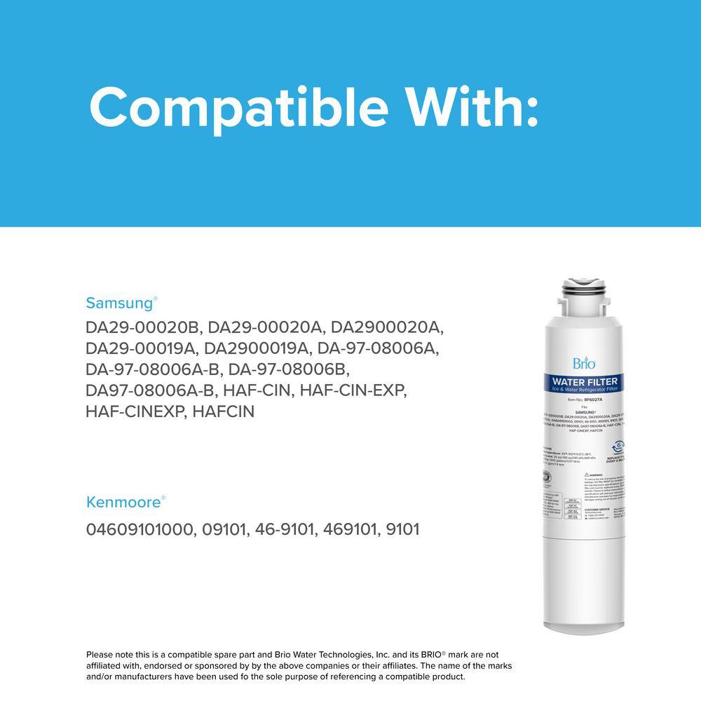 Brio 7-Inch Replacement Refrigerator Water Filter, 3-Pack