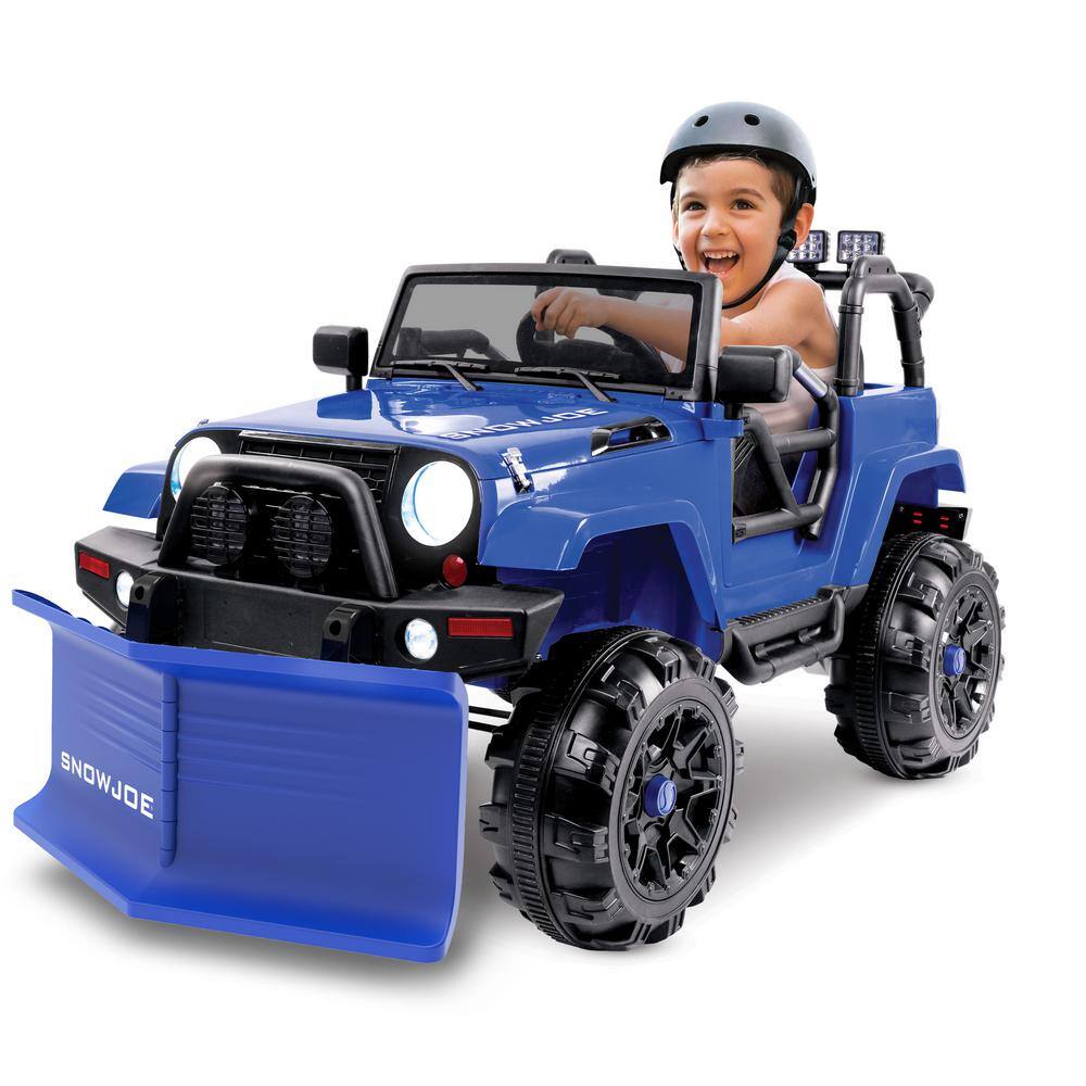 Blue 24-Volt Kids Ride-On SUV with Snow Plow and Remote