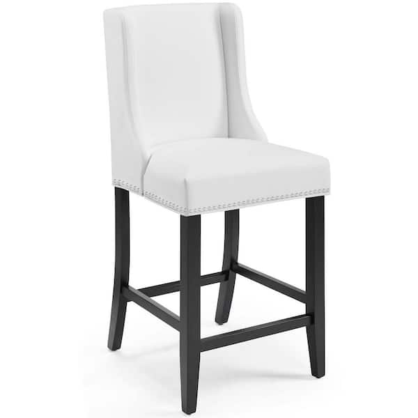 MODWAY Baron 42 in. Faux Leather Counter Stool in White