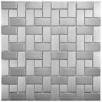 Meta Spiral 11-3/4 in. x 11-3/4 in. x 8 mm Stainless Steel Metal Over Ceramic Mosaic Tile
