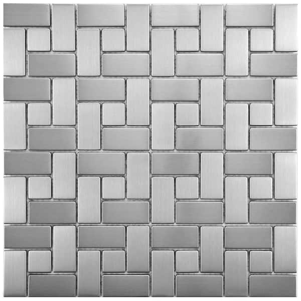 Merola Tile Meta Spiral 11-3/4 in. x 11-3/4 in. x 8 mm Stainless Steel Metal Over Ceramic Mosaic Tile
