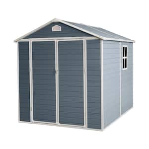 8 ft. W x 6 ft. D Outdoor Plastic Garden Storage Shed Perfect To Store Patio Furniture, Coverage Area 48 sq. ft. Grey