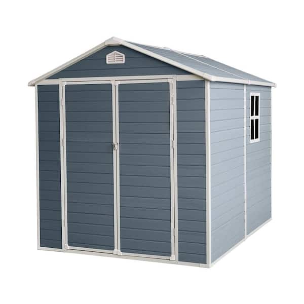 Unbranded 8 ft. W x 6 ft. D Outdoor Plastic Garden Storage Shed Perfect To Store Patio Furniture, Coverage Area 48 sq. ft. Grey