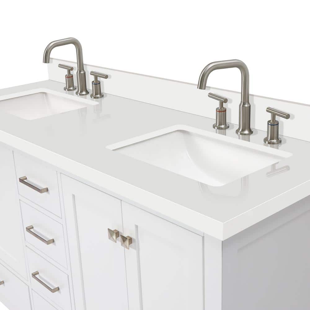 Cambridge 61" White Quartz Double Basin Freestanding Vanity