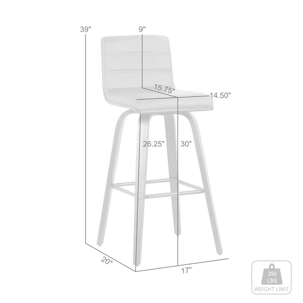 Vienna Contemporary Swivel Bar Stool in Walnut & Brown Leather