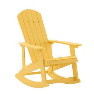 Yellow Plastic Outdoor Rocking Chair in Yellow