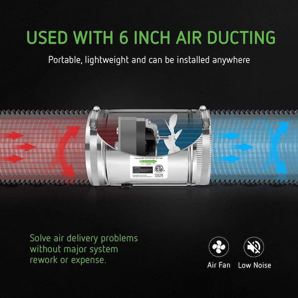 VIVOSUN 6" inch Inline Duct Plastic Fan Ventilation Mixed Flow Air Blower 252CFM 