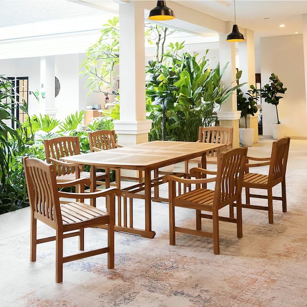 Cambridge Casual Vermont 7-Piece Teak Wood Outdoor Extendable Dining Set