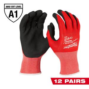 Large Red Nitrile Level 1 Cut Resistant Dipped Work Gloves (12-Pack)