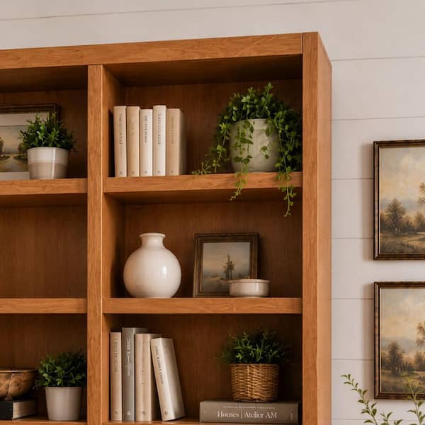 Concepts In Wood 84 in. Dry Oak Wood 18-shelf Standard Bookcase