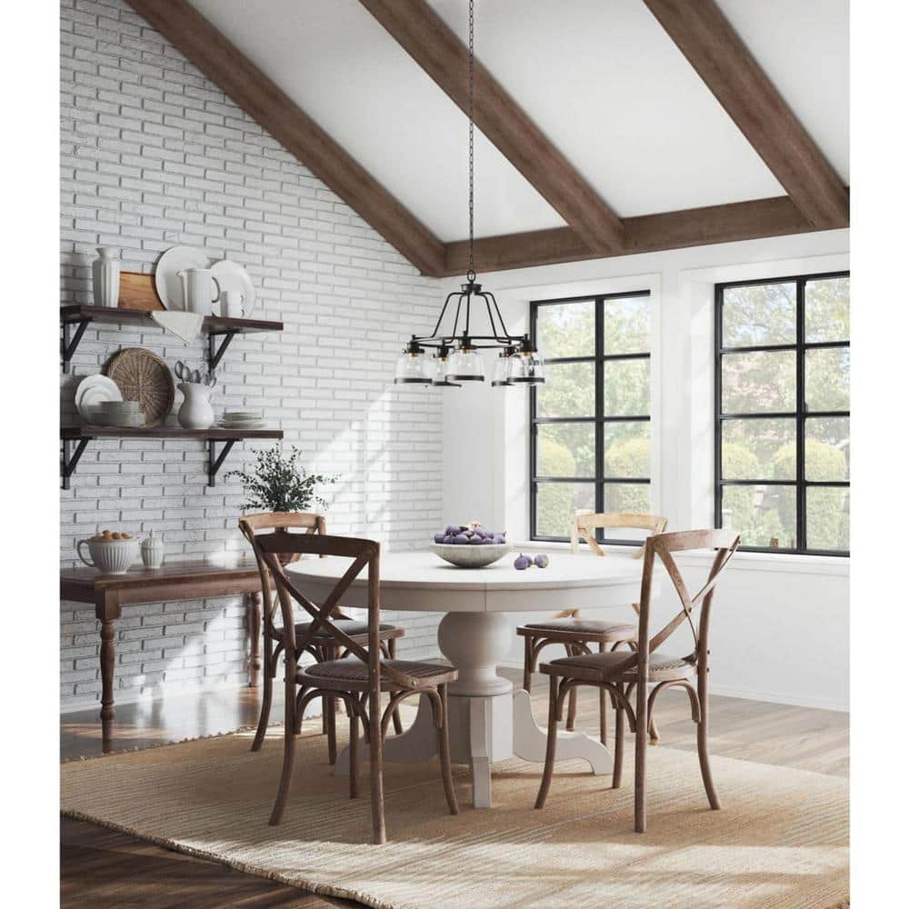 Judson Antique Bronze 5-Light Farmhouse Chandelier with Clear Glass Shades