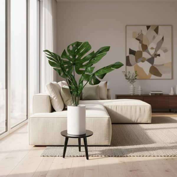 Unbrand 8.9" Mid Century Modern Wooden Indoor Plant Stand, Small Round Side End Table Flower Holder
